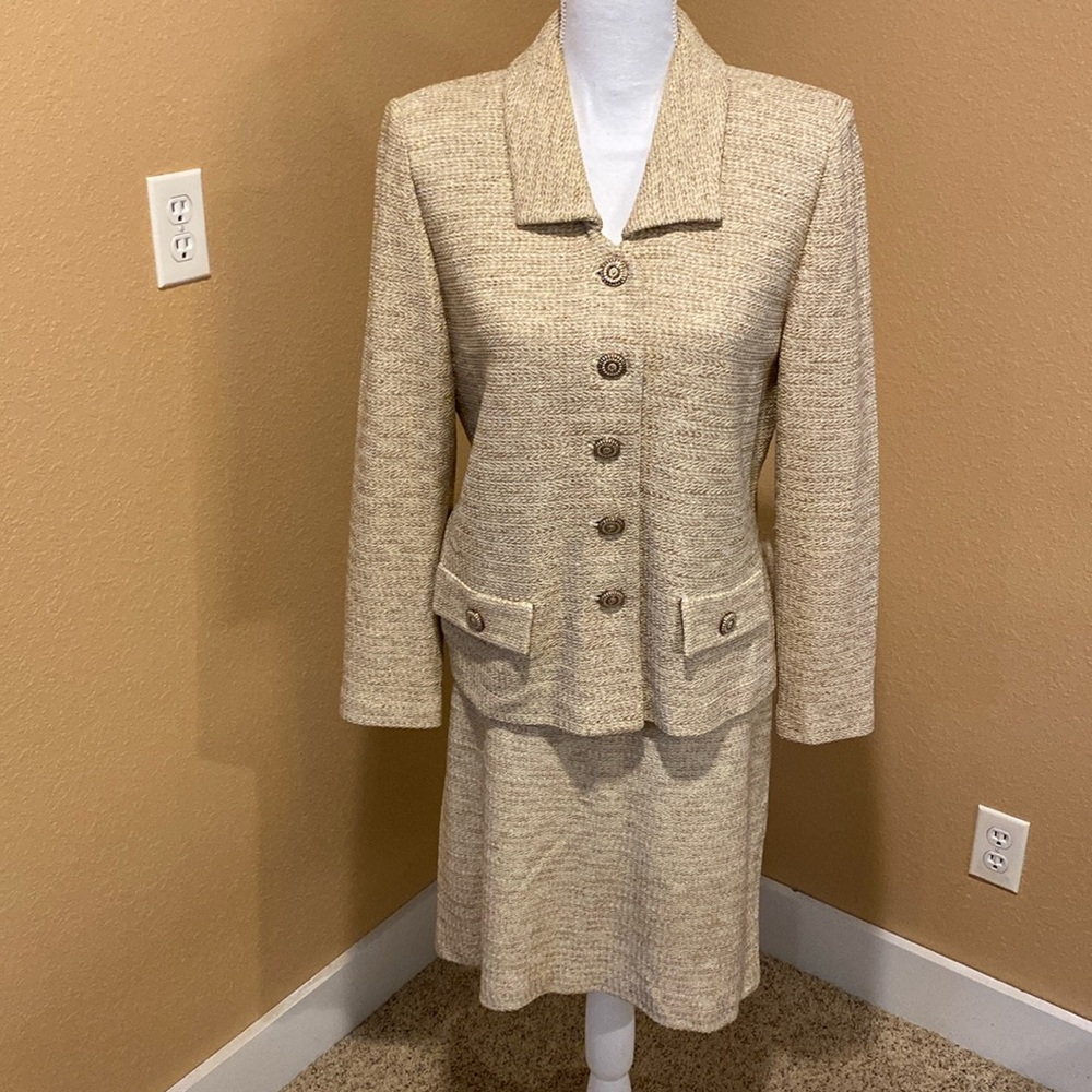 St John gold skirt suit